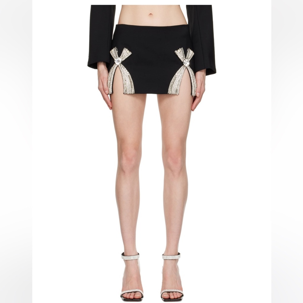 AREA NYC Black Deco Bow Slit Miniskirt - NWT- size 6 - Picture 13 of 17